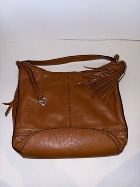 Brighton Tan Leather Shoulder Bag with Tassel